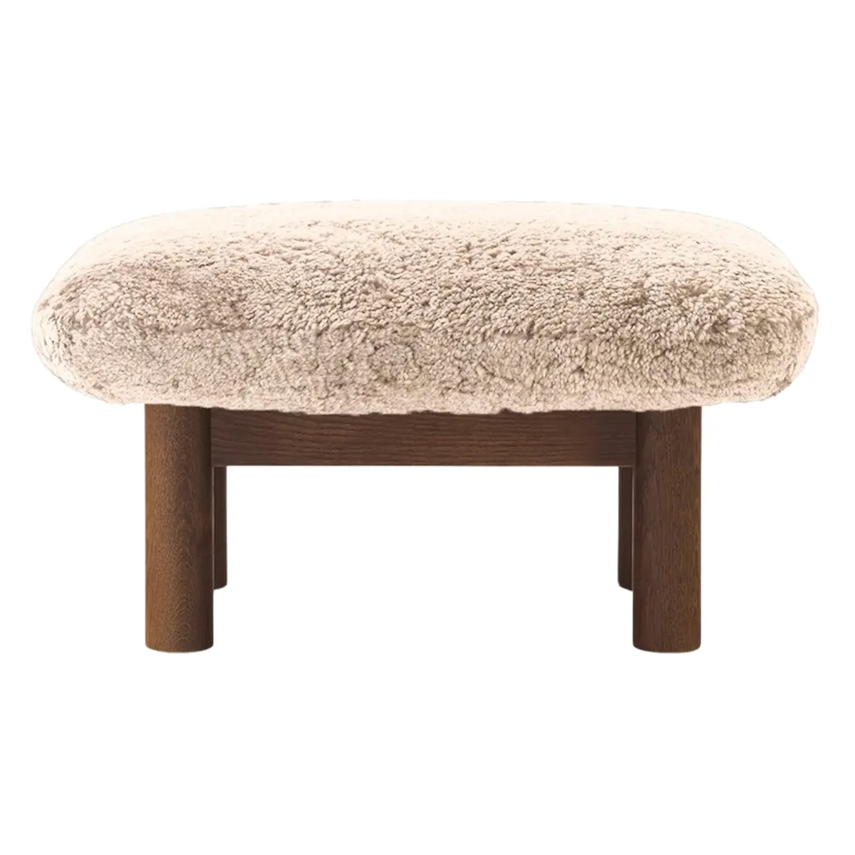 Brasilia pall i mörkbetsad massiv ek, Sheepskin Nevotex Nature