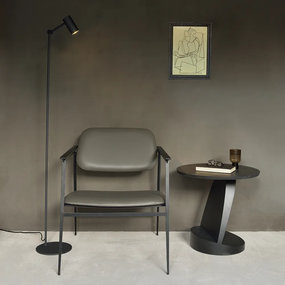 Oblic Sidobord Svartlackad teak