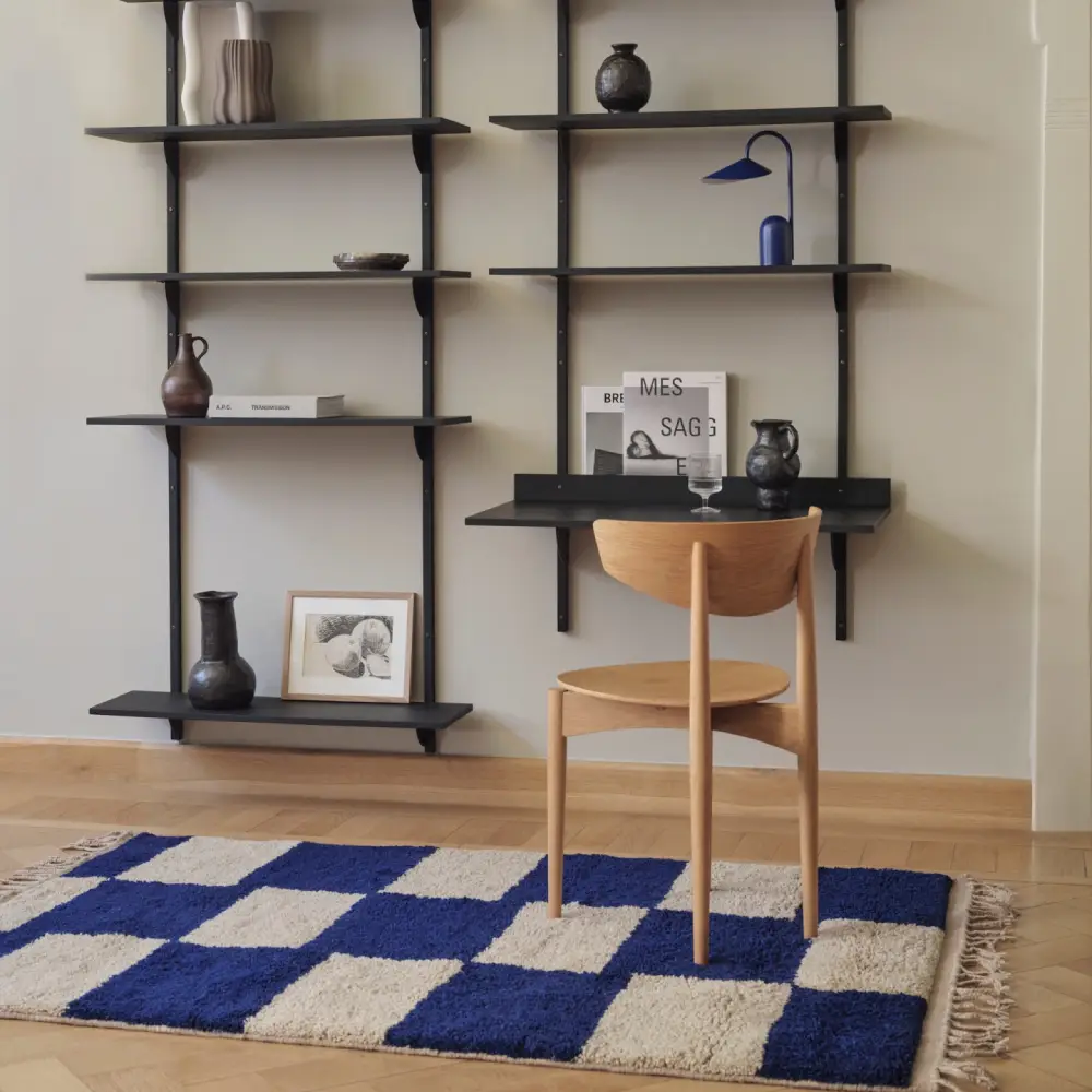 Mara Handknuten Matta 120x180 cm - Br Blue/Off-Whi