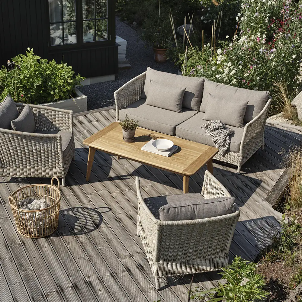 Aster 3-sits soffa beige konstrotting inkl dynor 