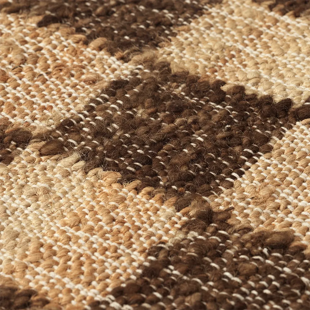 Handvävd Ullmatta Check 70x180 cm Coffee