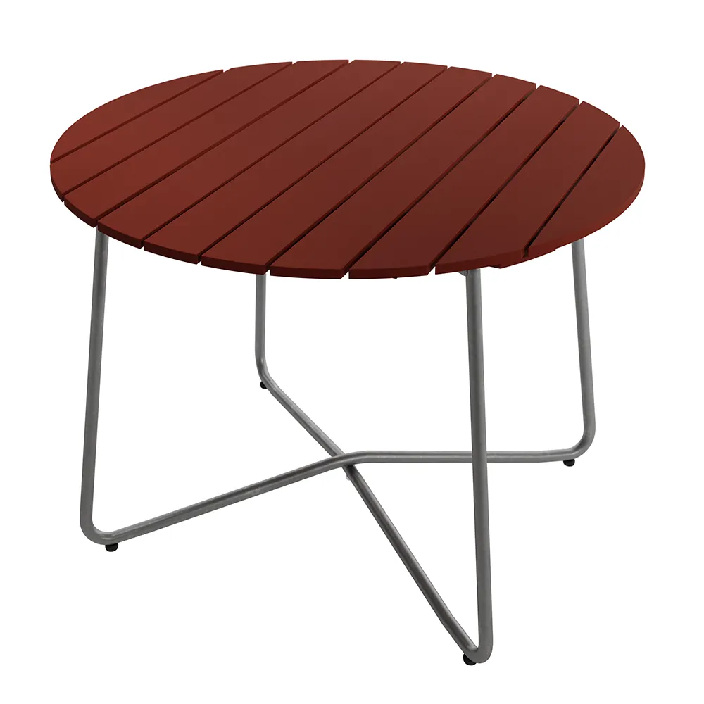 Grythyttan Stålmöbler, 9A bord 100 cm Mörkröd / Varmförzinkat