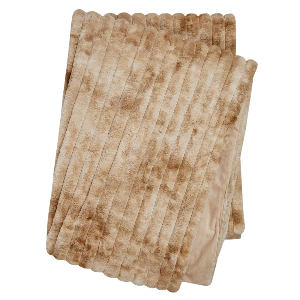 Skinnwille Stripy pläd 120×180 cm Toffee