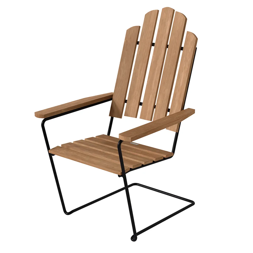 grythyttan stålmöbler, a3 solstol obehandlad teak / svart