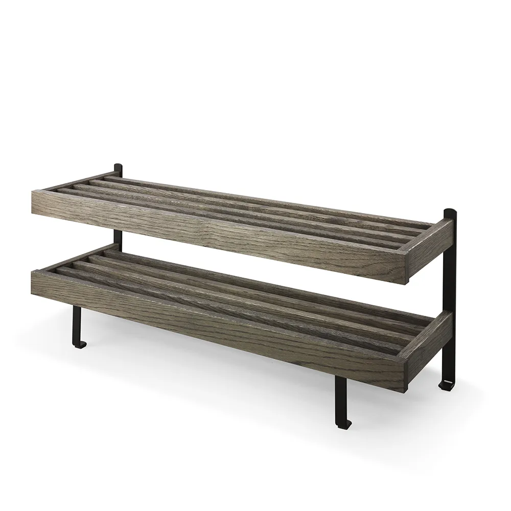 oscarssons möbel, nadja skohylla 100 cm rökt ek/mattsvart stål