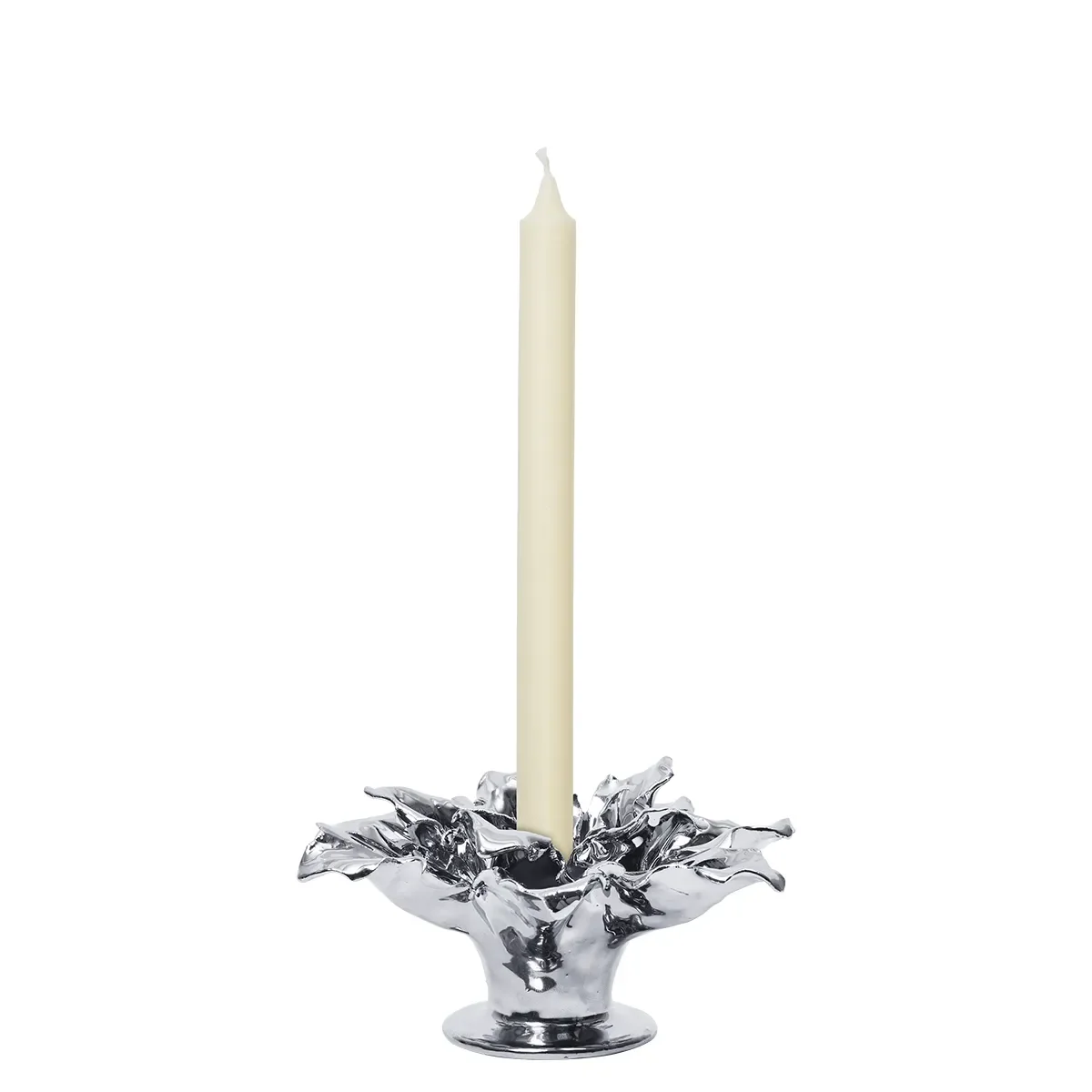 Ljusstake Holly Leaf Silver Ø 12 cm