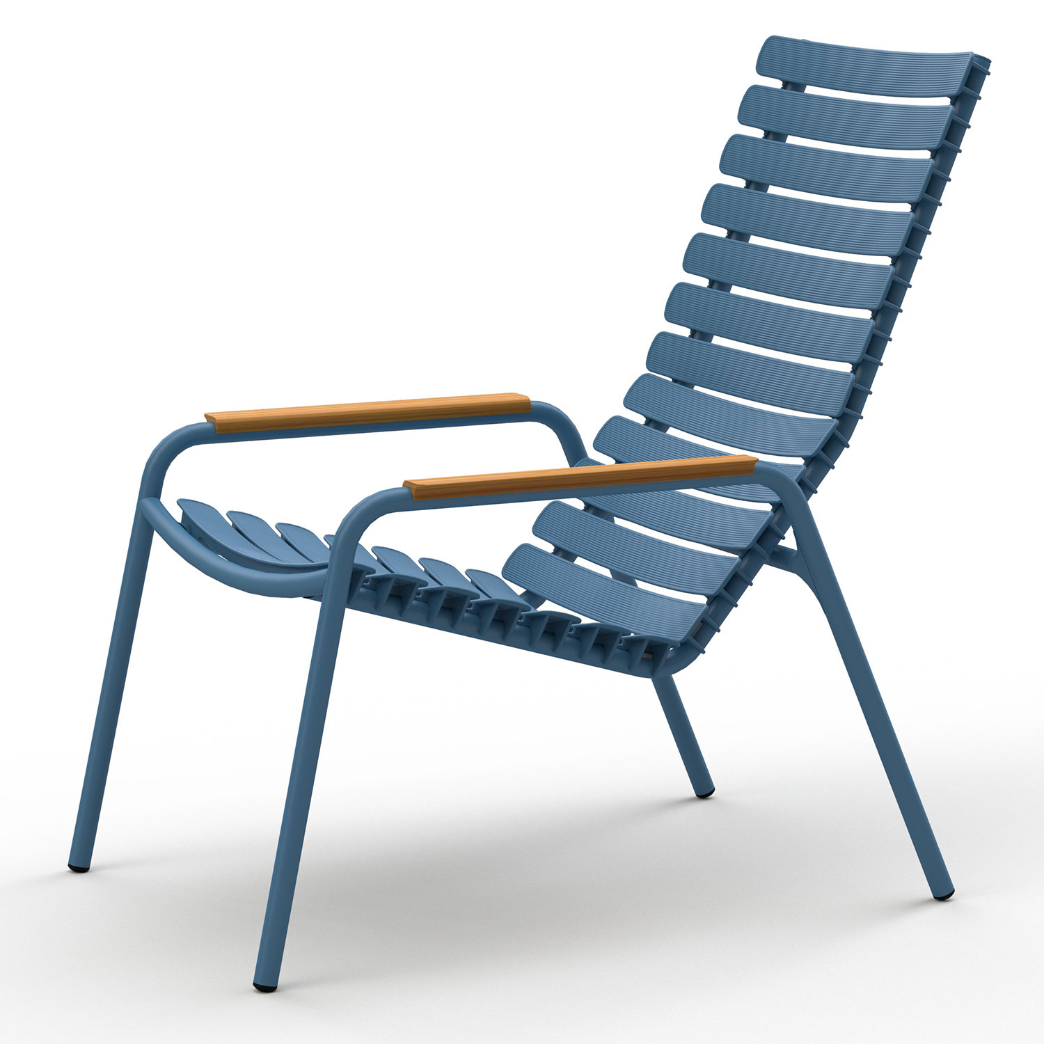 Houe Reclips lounge chair blue aluminium bamboo