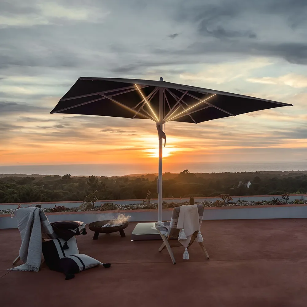 Fortello LED 350x350 cm parasoll alu Cat.5 600 Wave