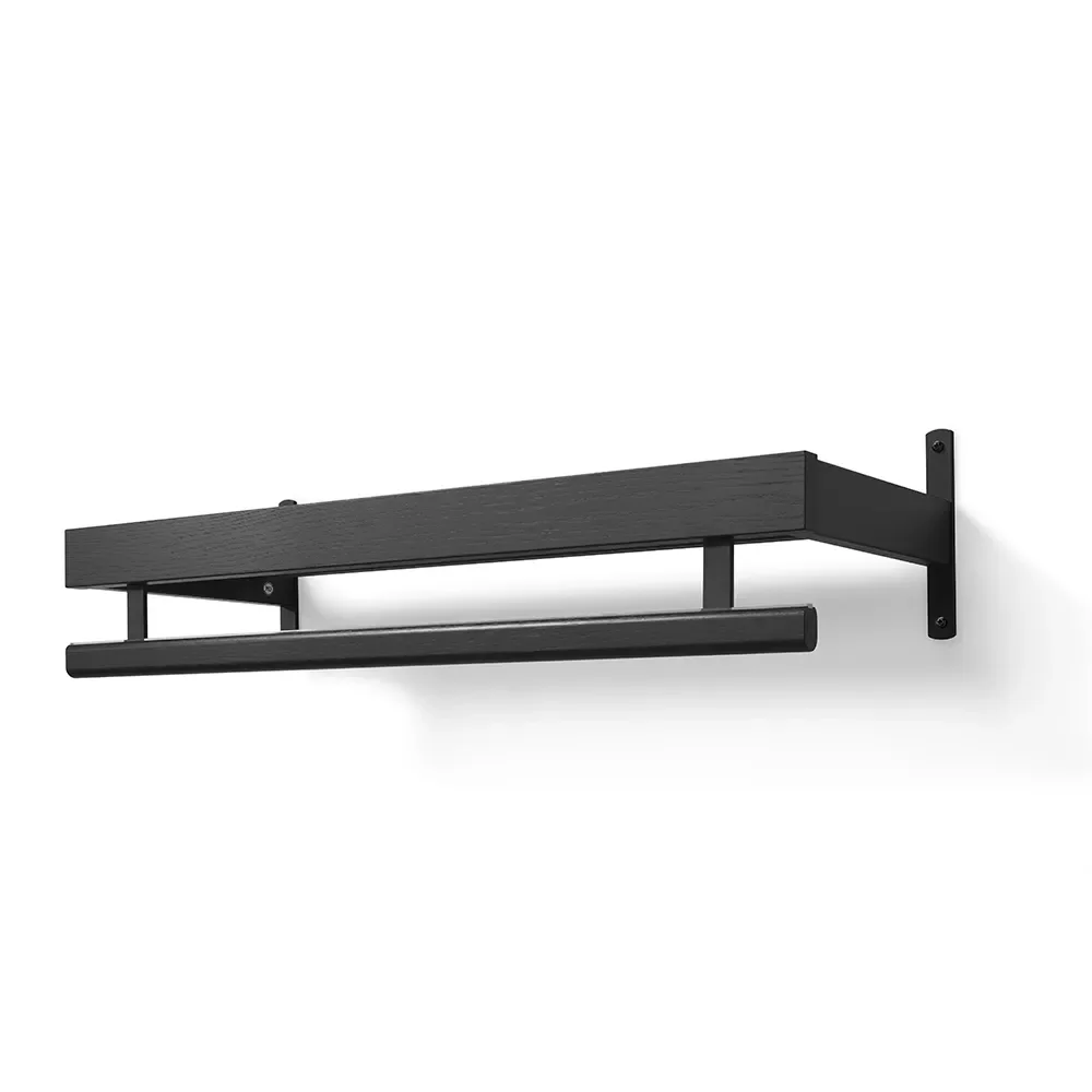 oscarssons möbel, nadja hatthylla 80 cm svartbetsad ek/mattsvart stål