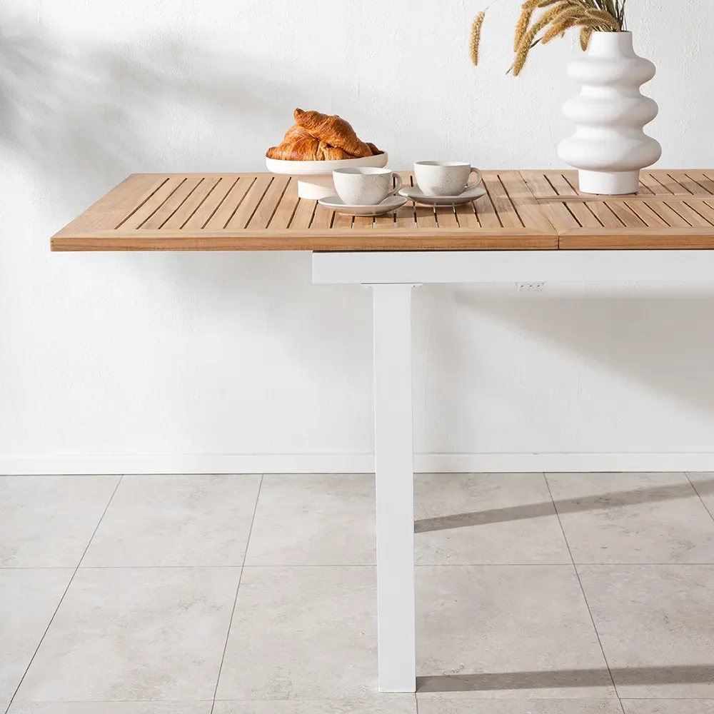 Panama Matbord 160-240x90 cm Vit/Teak